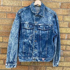 Vintage 1986 Georges Marciano For Guess Denim Jacket Men's Acid Wash Jean Medium